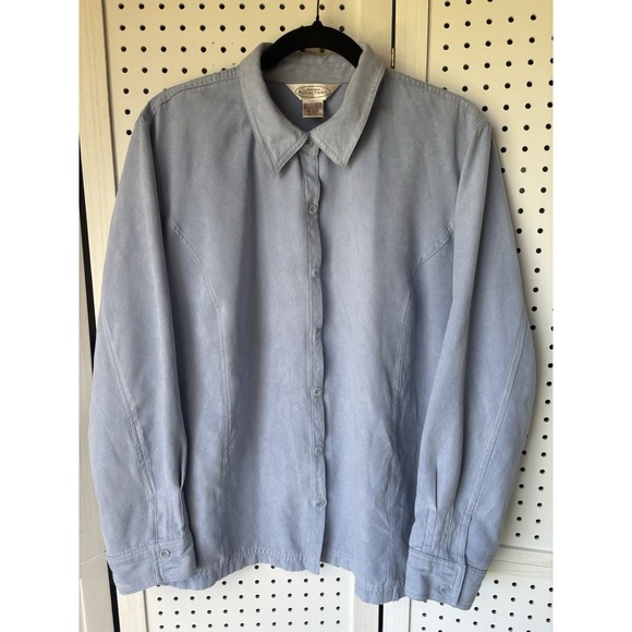 Northern Reflections Women's XL Blue Faux Suede Button Down Shirt Blouse Soft - Picture 1 of 6